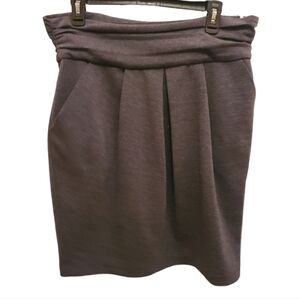 BCBGMaxazria Womens Gray Pleated  Pencil Skirt‎ Side Zip Jersey Material Size L